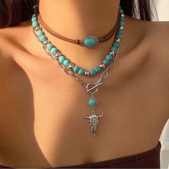 bohemian multilayer necklace A489 - Picture 1 of 5